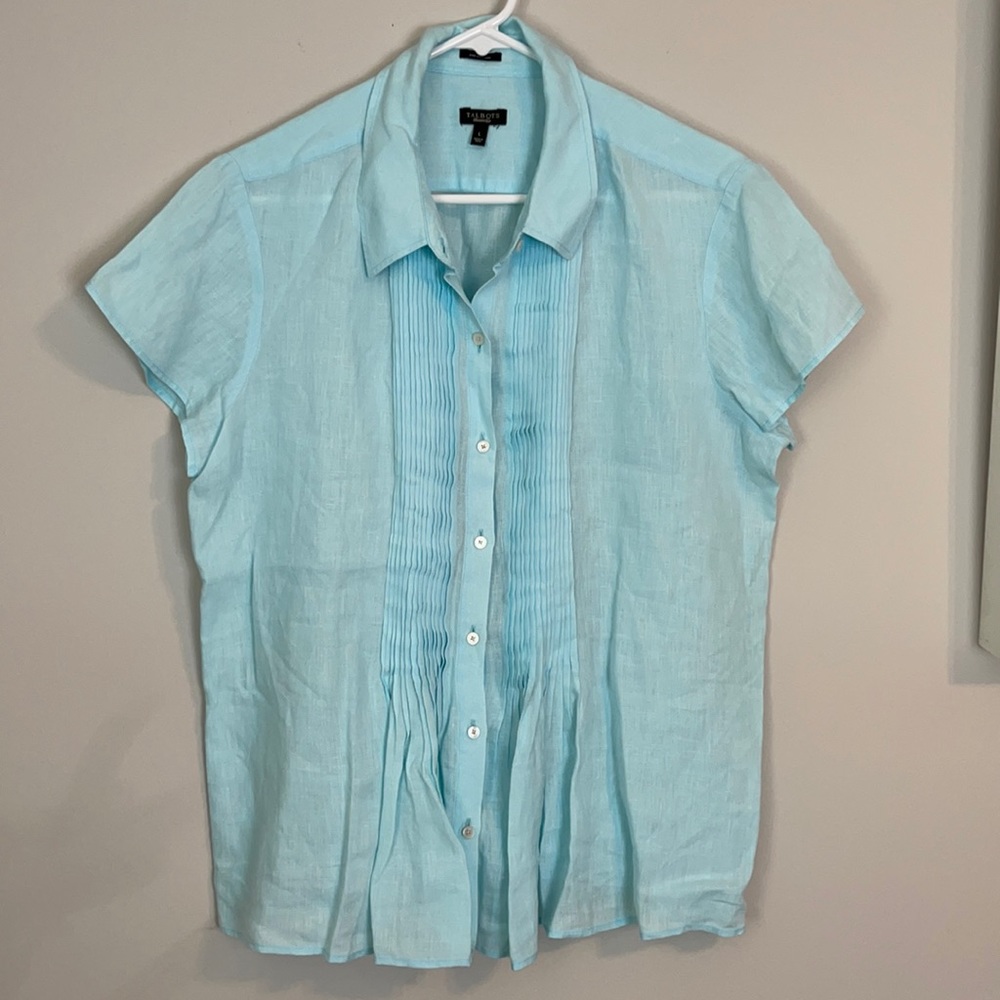 Talbots Light Blue Short Sleeve Blouse